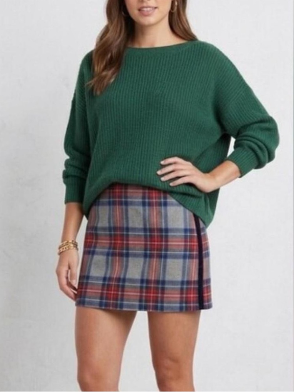 NWT Vineyard Vines Gray Heather Jolly Plaid Postage Stamp Skirt